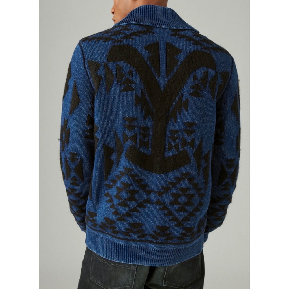Lucky Brand x Yellowstone sz L Heavy Warm Button Front Knit Sweater Southwestern